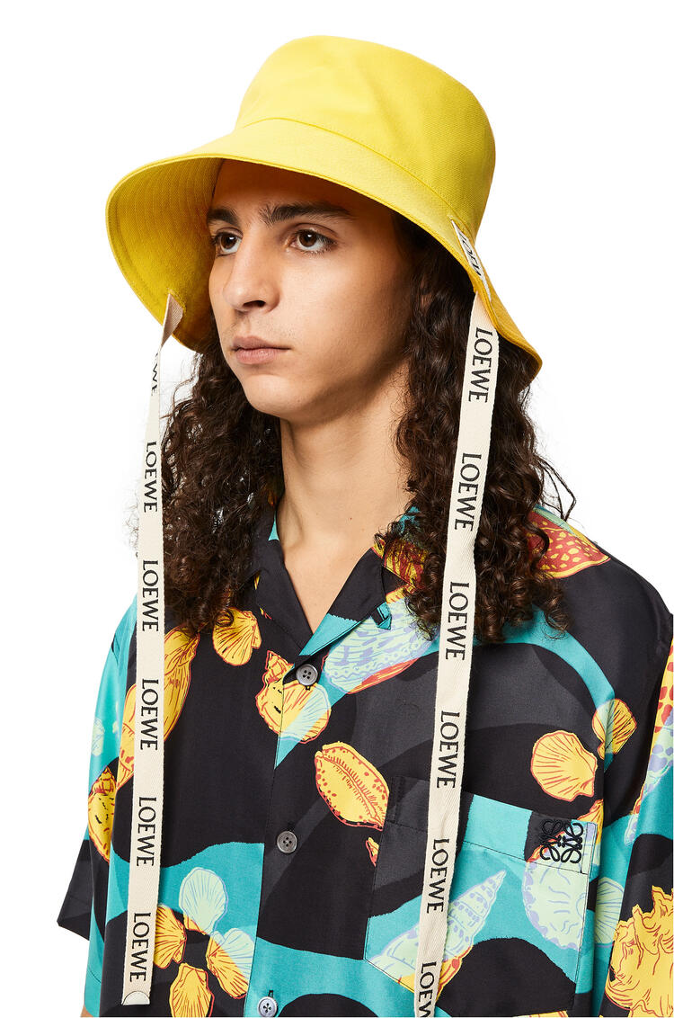 LOEWE Sombrero de pescador en lona y piel de ternera Amarillo
