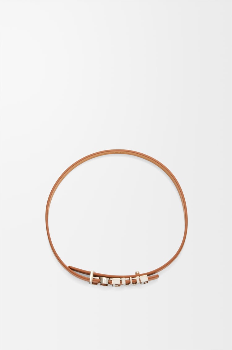 LOEWE LOEWE Armband aus Kalbsleder mit doppelter Wicklung Tan/Palladium