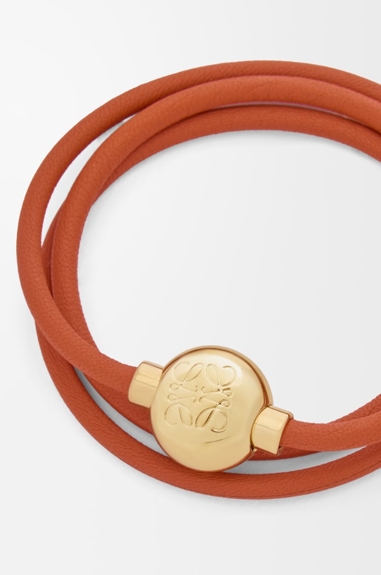 LOEWE 牛皮革 Pebble 手链 橙色/金色