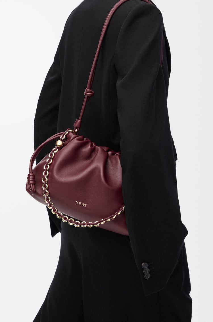 LOEWE Medium Flamenco purse in mellow nappa lambskin Dark Burgundy