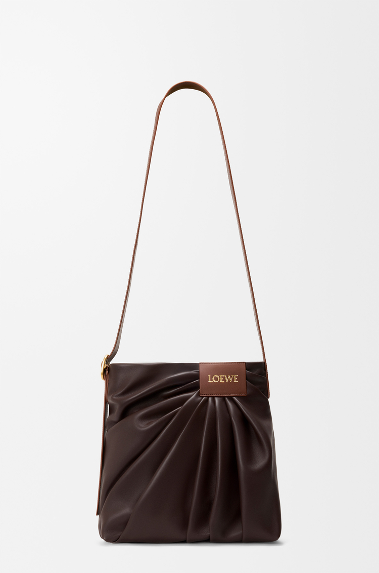 LOEWE Draped tote in mellow nappa lambskin Dark Chestnut