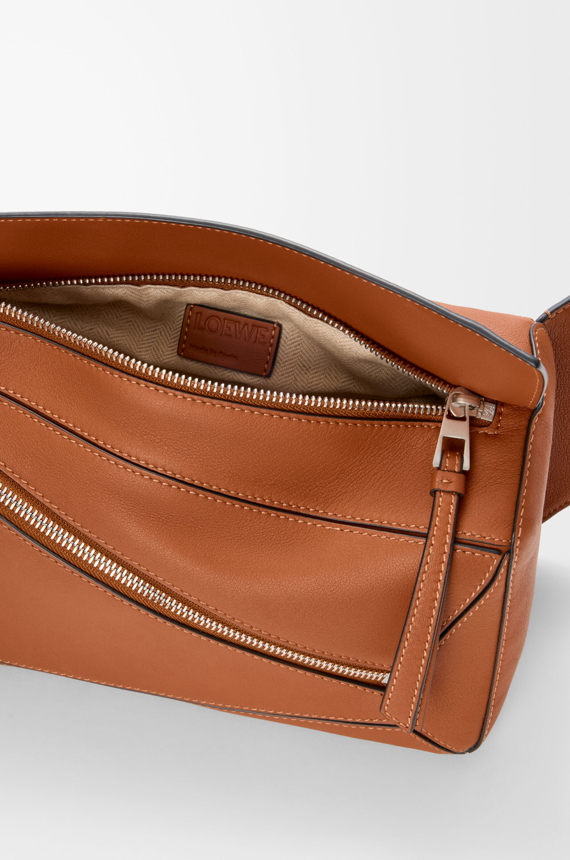 Small Puzzle bumbag in classic calfskin Brown - LOEWE USA Official