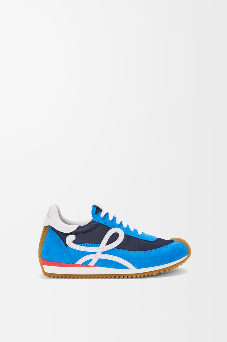 LOEWE Zapatilla Flow Runner 2.0 en nailon y ante Azul Marino/Blanco/Rojo
