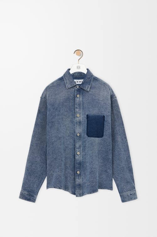 LOEWE シャツ（コットン&リネン） グレーブルー