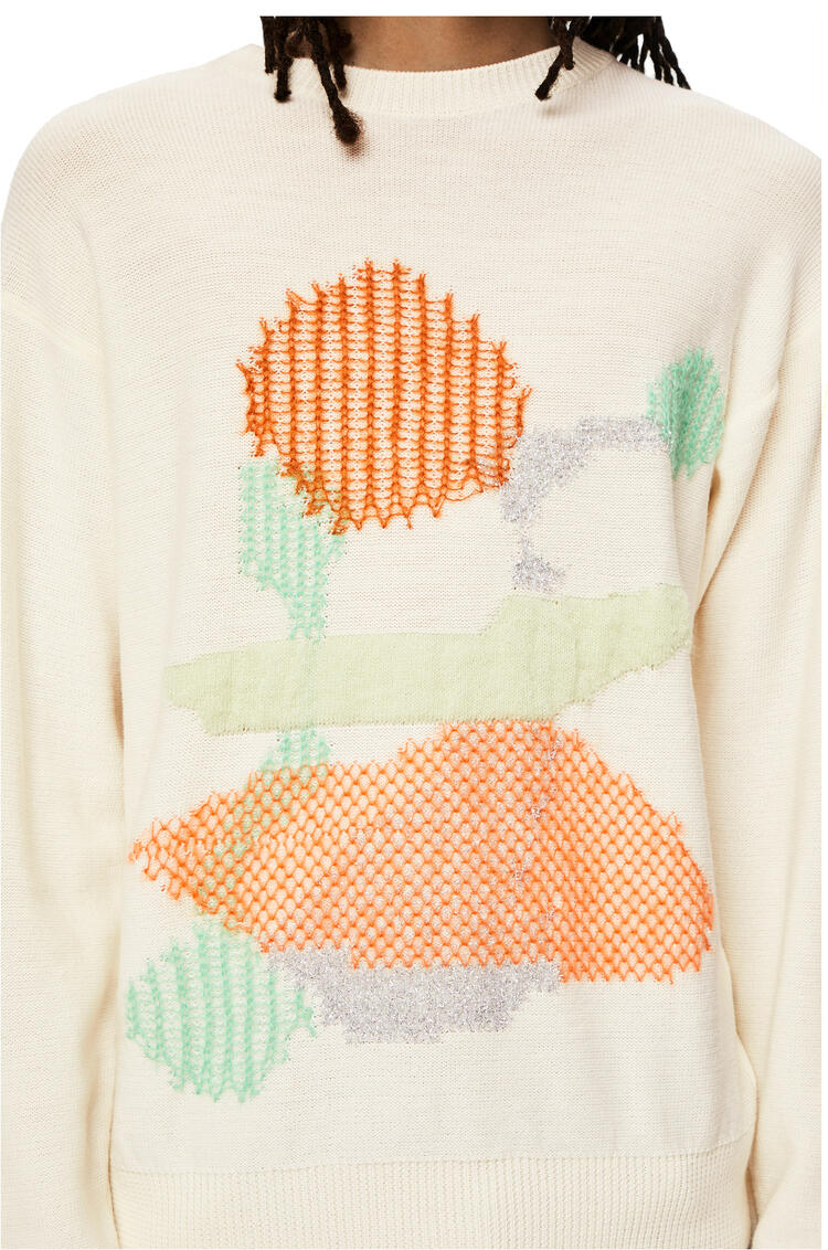 LOEWE Intarsia sweater in wool White/Multicolor