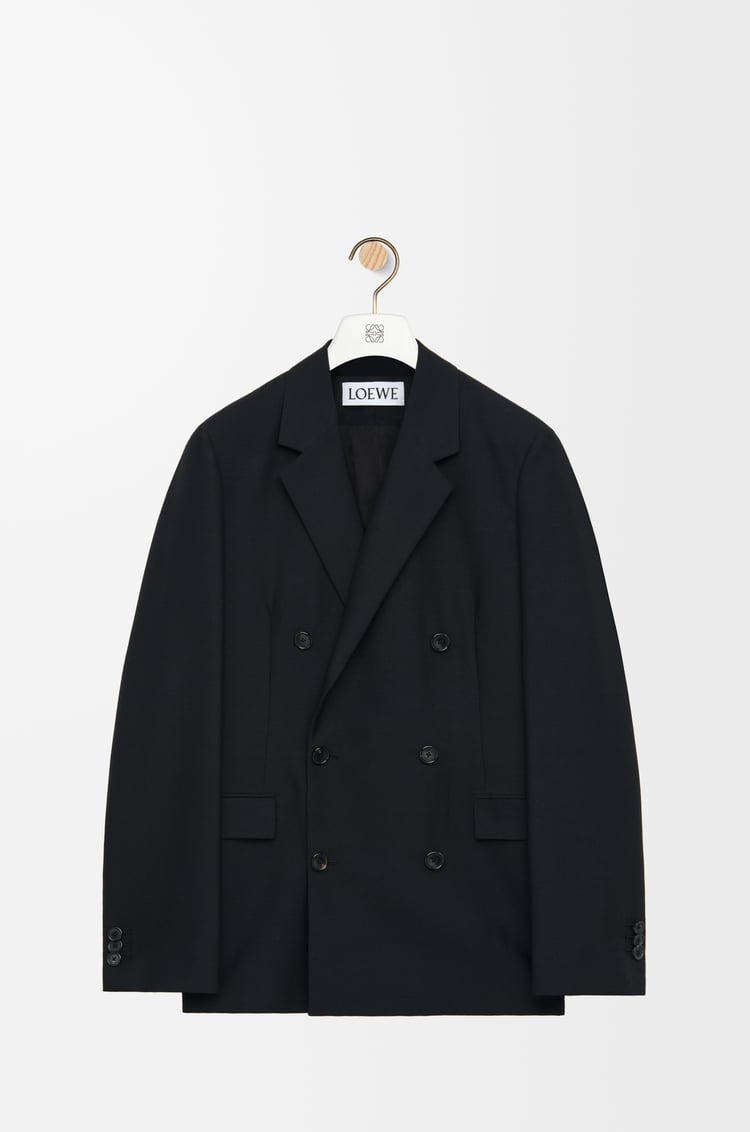 LOEWE Chaqueta de doble botonadura en lana y mohair Negro