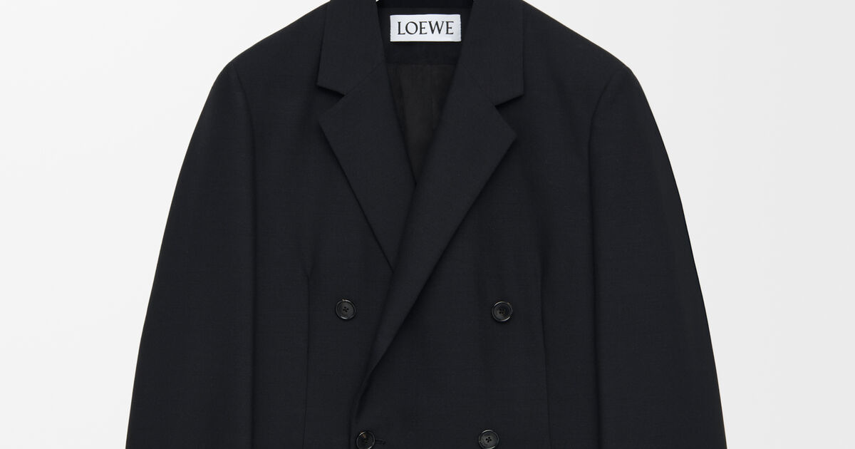 Double breasted jacket in wool and mohair Black - LOEWE