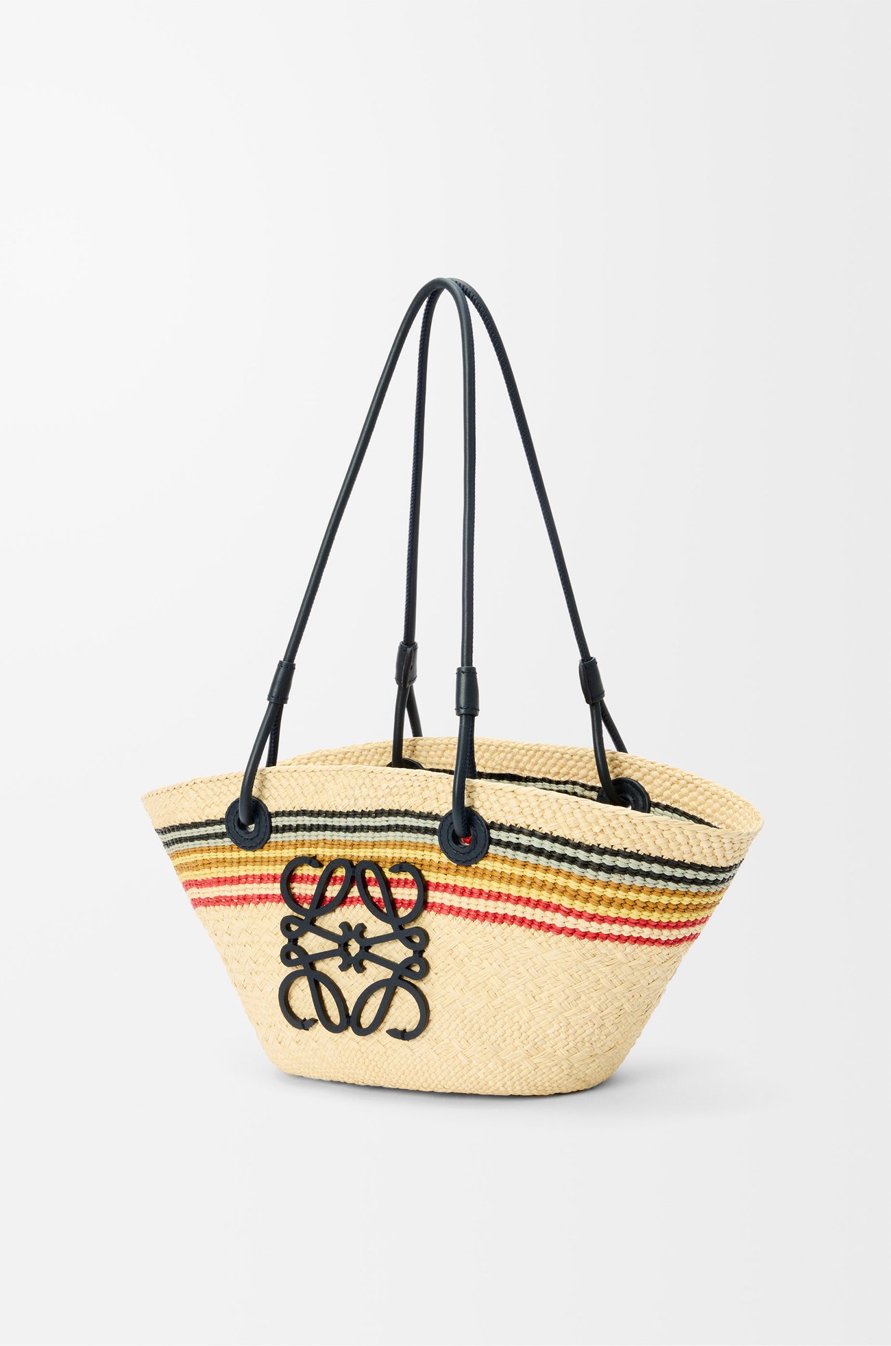 LOEWE Small Anagram basket in iraca palm and calfskin Natural/Multicolor