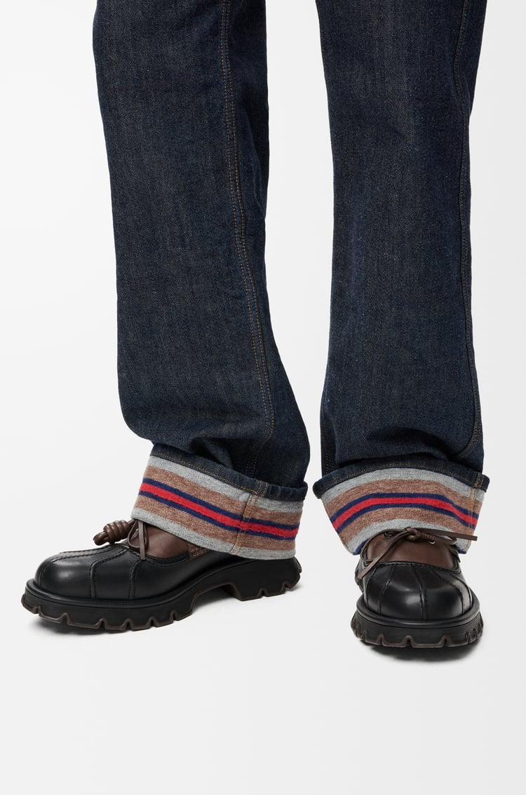 LOEWE Bobby derby in calfskin and vegetable-tanned calfskin ブラック/カカオ