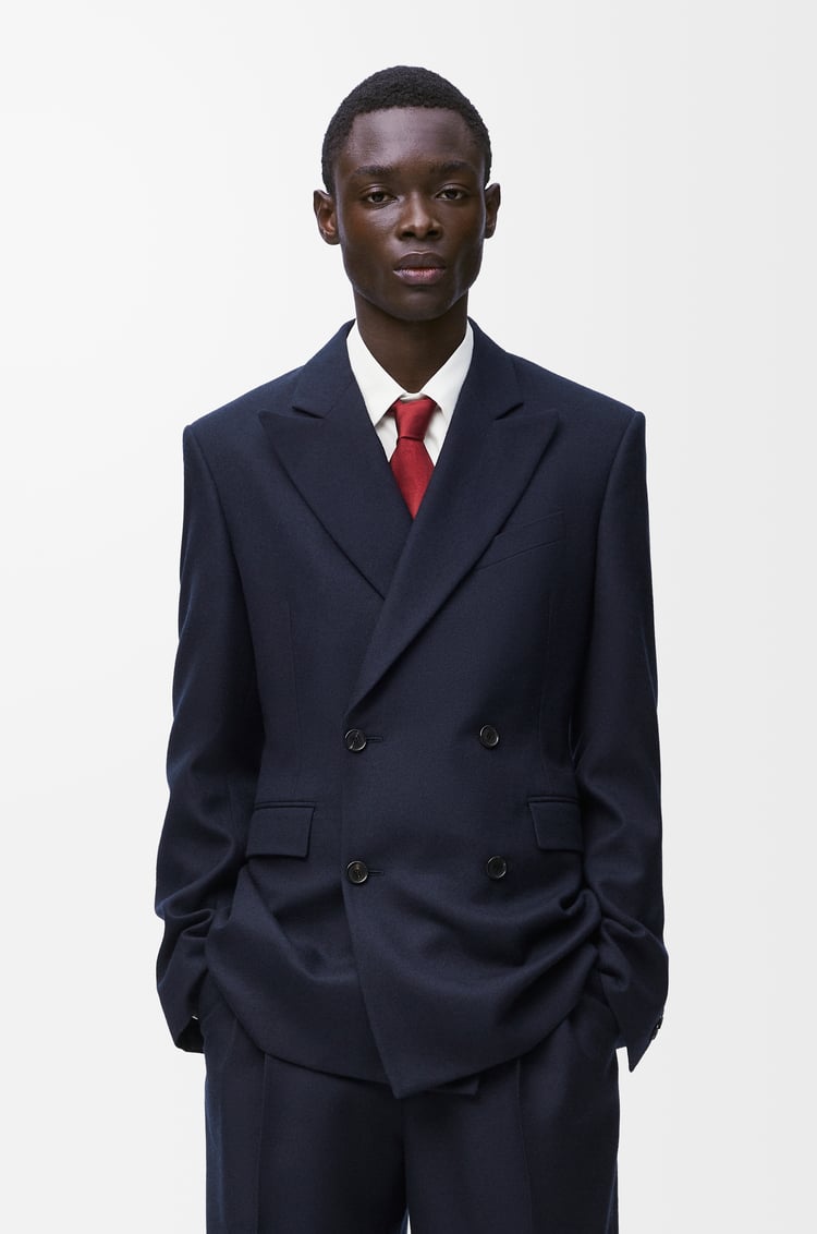 LOEWE Double-breasted jacket in wool Navy Melange