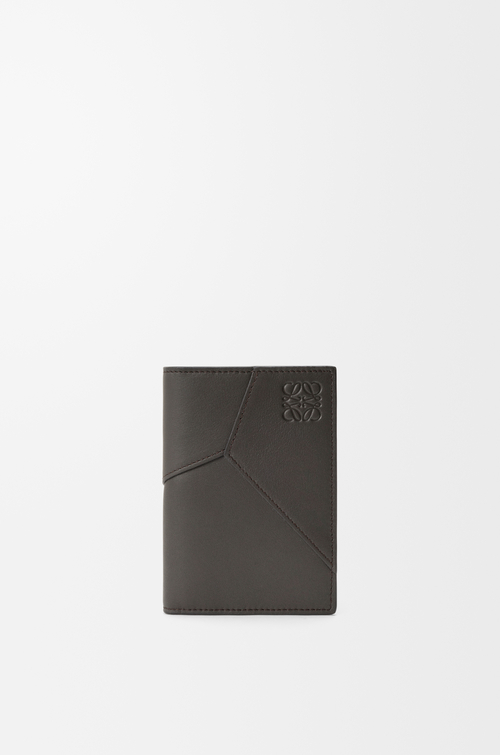 LOEWE Porte-cartes à deux volets Puzzle en cuir de veau classique Gris Foncé