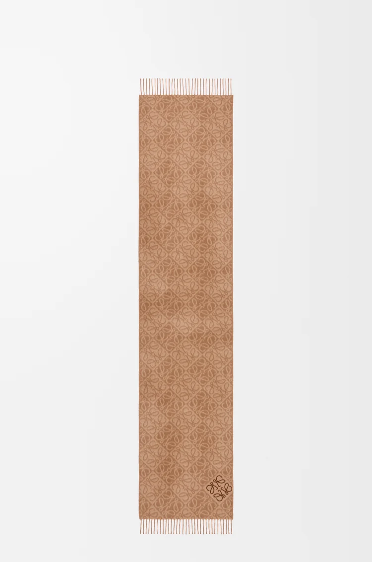 LOEWE Anagram scarf in wool and cashmere Mocha