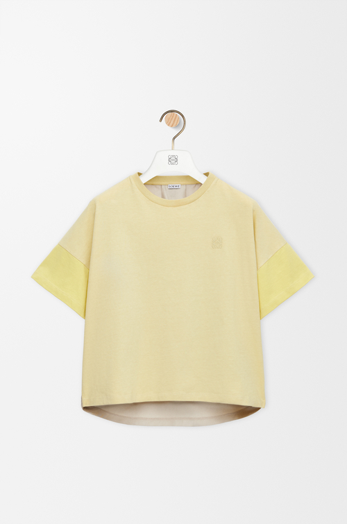 LOEWE Boxy fit T-shirt in cotton and silk Pale Grey/Light Citrine