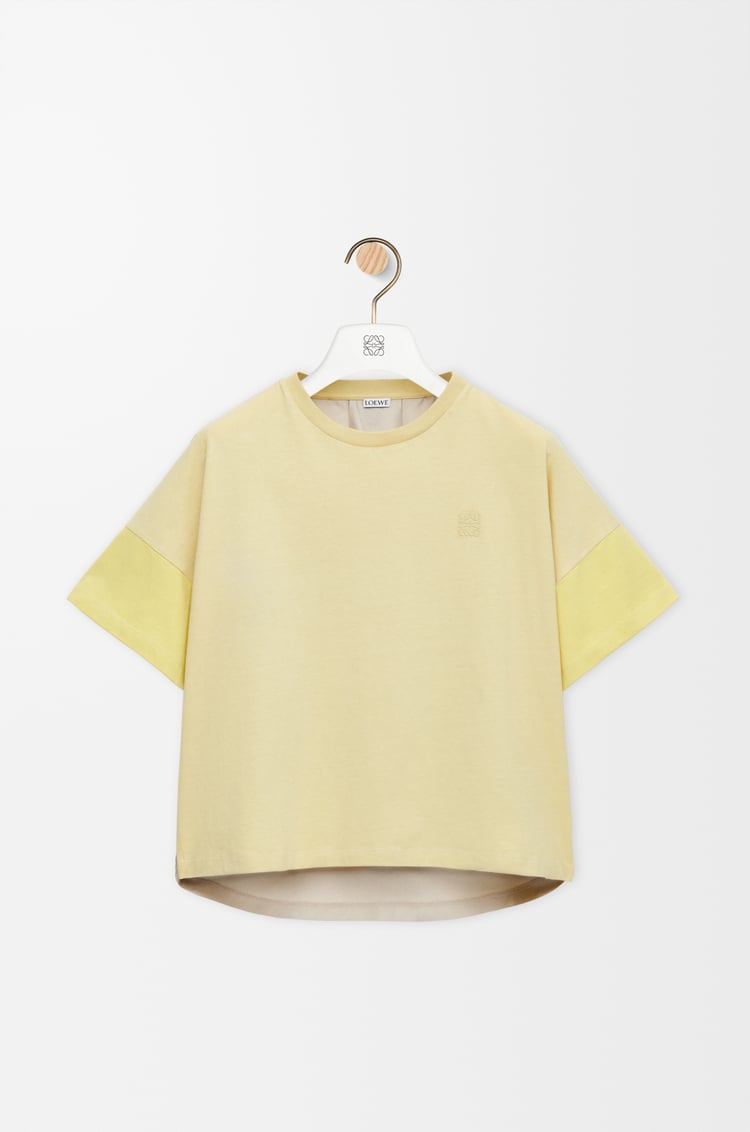 LOEWE T-shirt in cotone e seta vestibilità boxy Grigio Tenue/Citrino Chiaro