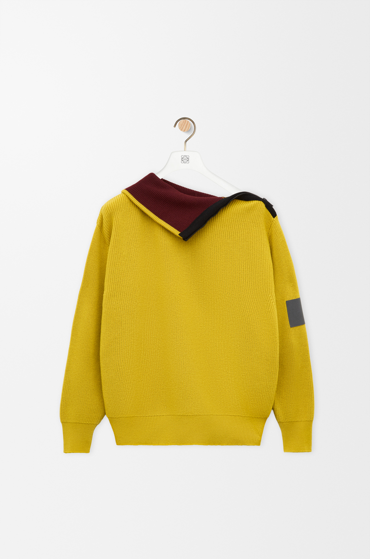 LOEWE Jersey con cremallera en lana Verde Oliva