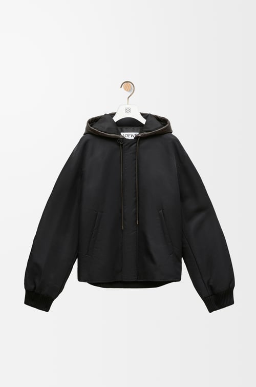 LOEWE Hooded bomber jacket in nylon Black