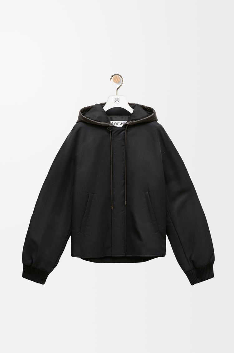 LOEWE Hooded bomber jacket in nylon Black