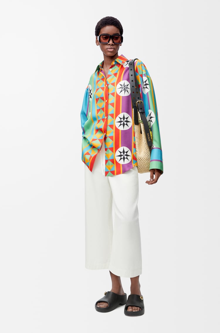 LOEWE Pantalón cropped en denim Blanco