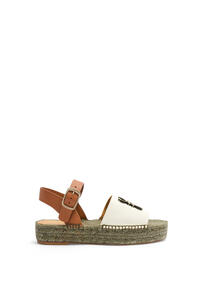 LOEWE Anagram espadrille in canvas and calfskin Natural/Yellow pdp_rd