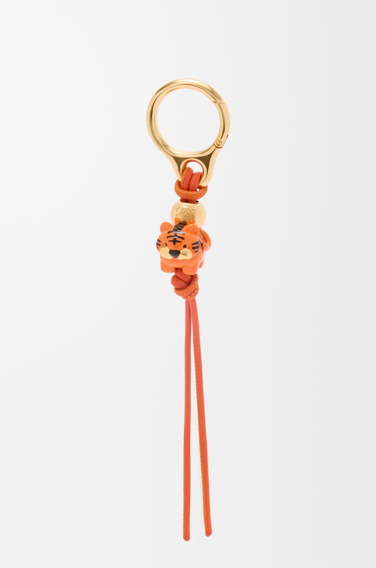 LOEWE Tiger dice charm in calfskin Orange