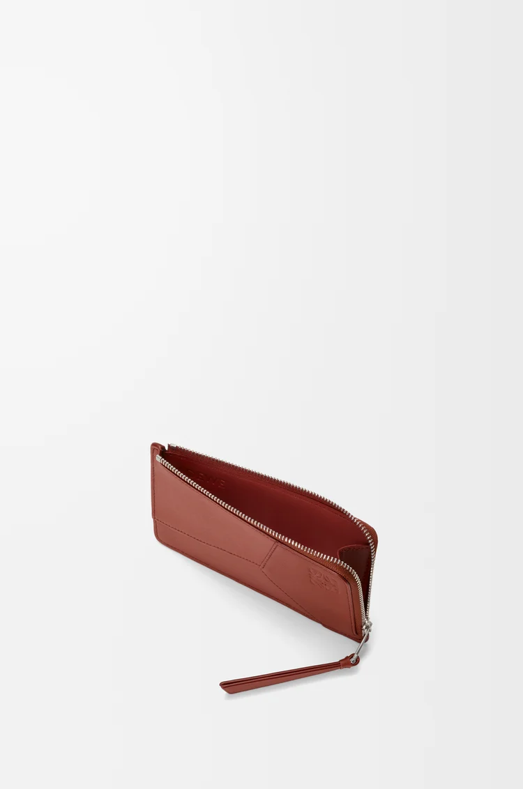 LOEWE Porte-cartes et monnaie long Puzzle en cuir de veau classique Tomette