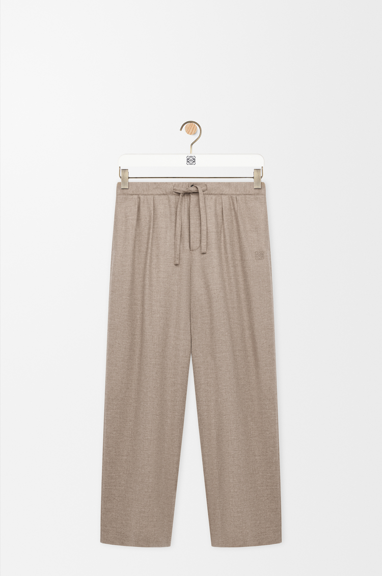 LOEWE Drawstring trousers in wool and cashmere Beige Melange