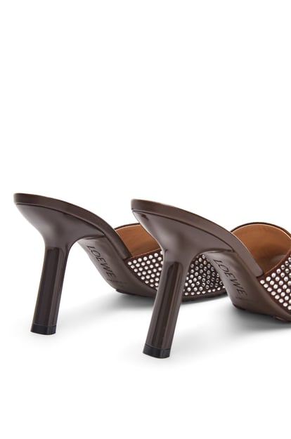 LOEWE Petal heel slide in suede and allover rhinestones 香菇褐 plp_rd