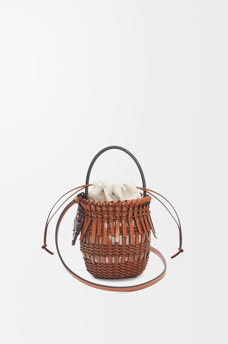 LOEWE Small Fringe Bucket bag in calfskin Tan