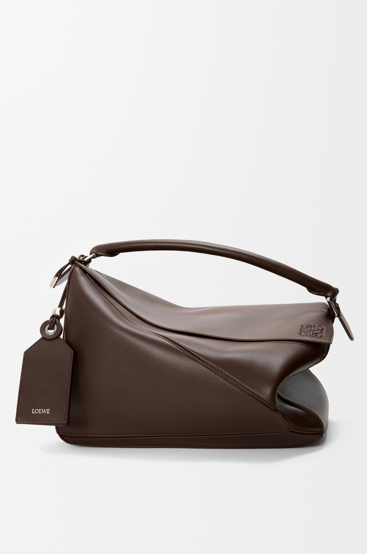 LOEWE Grand sac Featherlight Puzzle en cuir d'agneau nappa Brownie Foncé