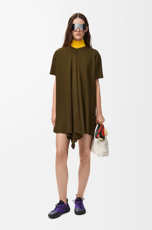 LOEWE Dress in stretch viscose Khaki Green