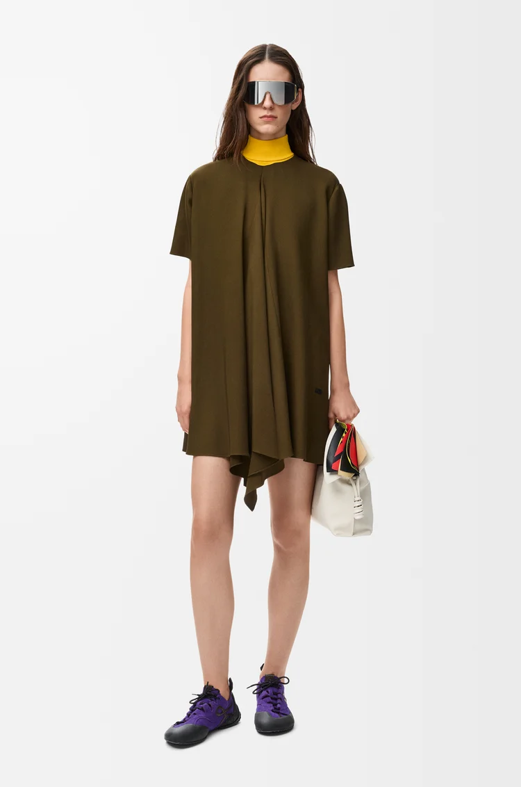 LOEWE Dress in stretch viscose Khaki Green