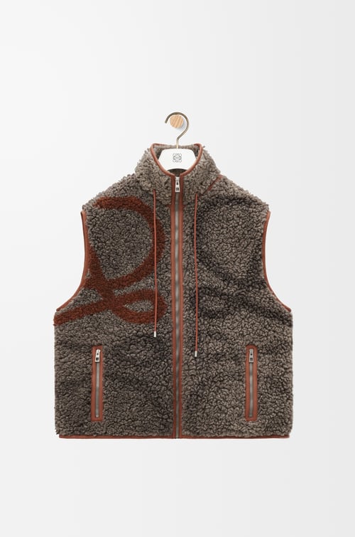 LOEWE Vest in wool blend Beige/Khaki Green