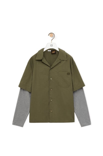 LOEWE Trompe l'oeil shirt in cotton blend Khaki Green/Grey plp_rd