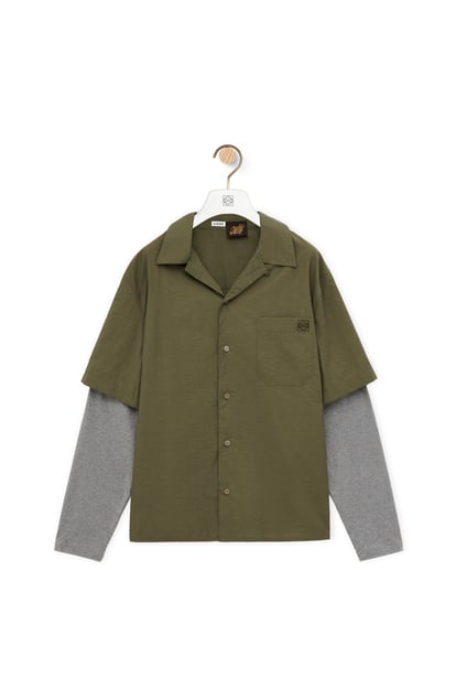 LOEWE Trompe l'oeil shirt in cotton blend Khaki Green/Grey