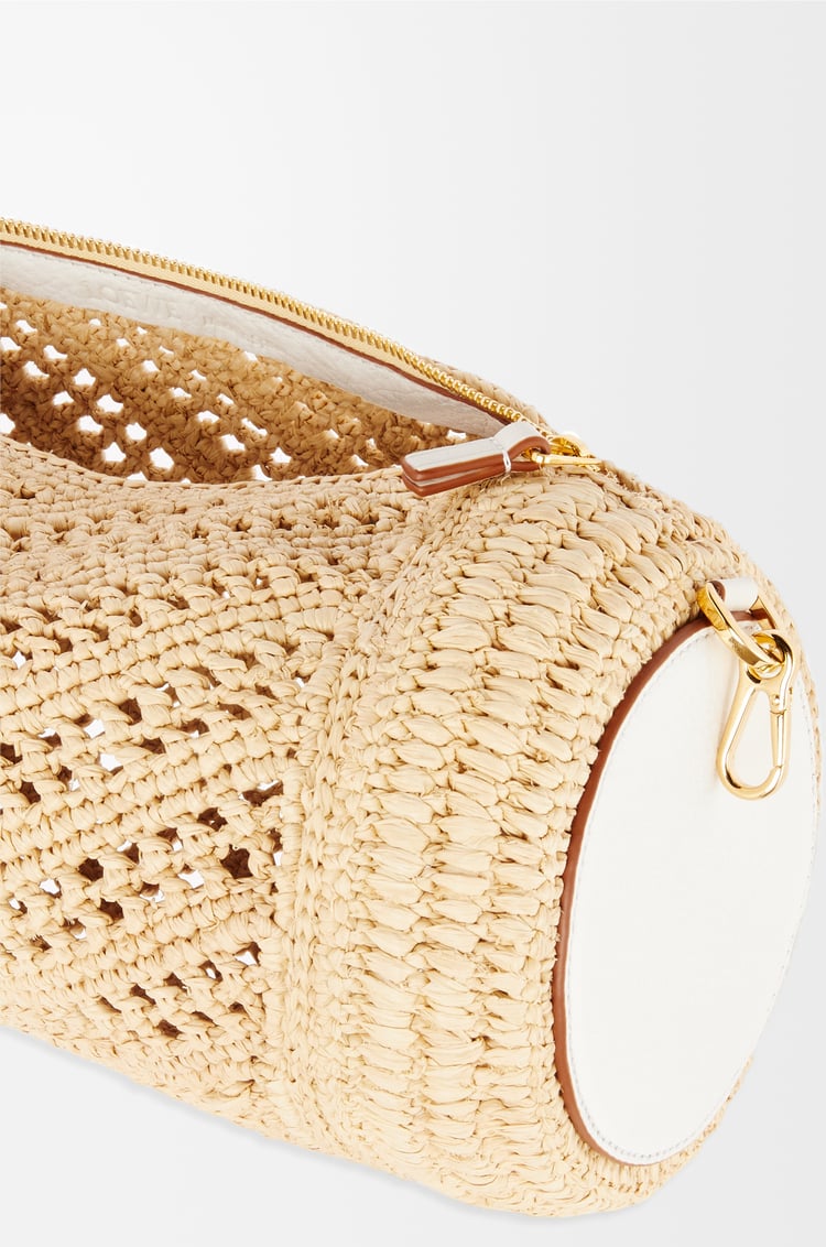 LOEWE Bracelet pouch in raffia and calfskin Natural/Soft White