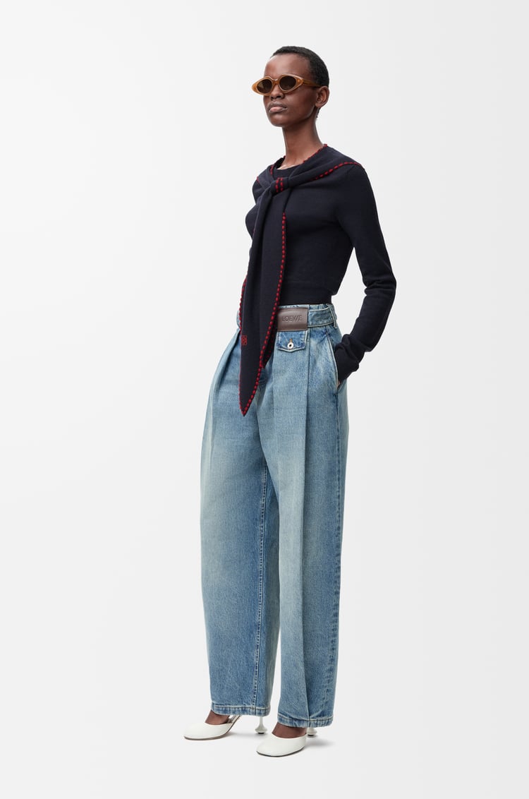 LOEWE スカーフセーター（ウール） ネイビー/レッド