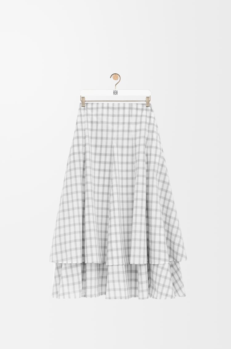 LOEWE Falda de doble capa en algodón Blanco/Gris