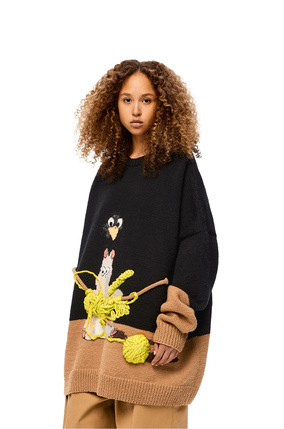 LOEWE Bô mouse intarsia sweater in wool Black/Camel plp_rd