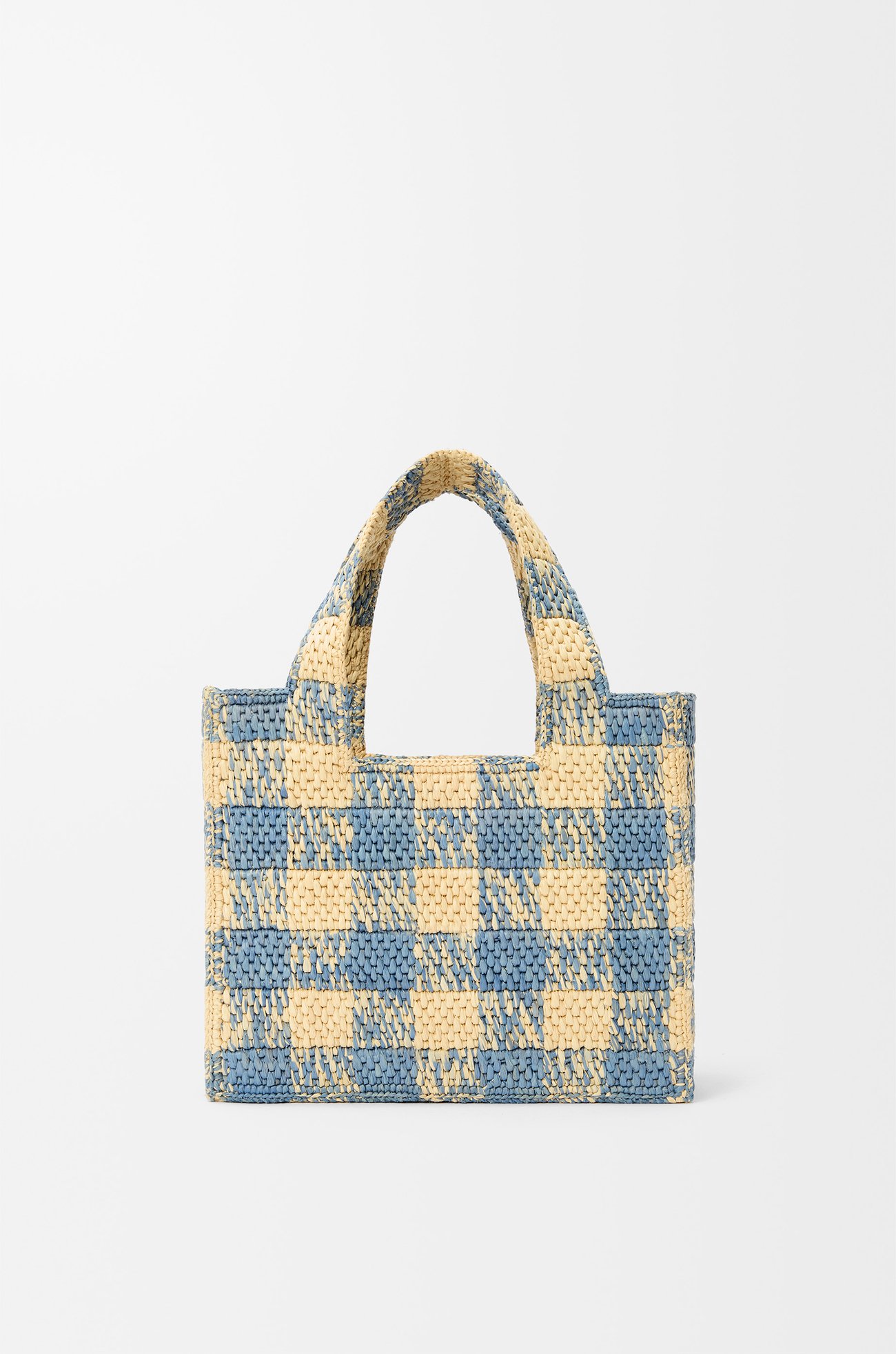 LOEWE Small LOEWE Font tote in raffia Natural/Light Blue