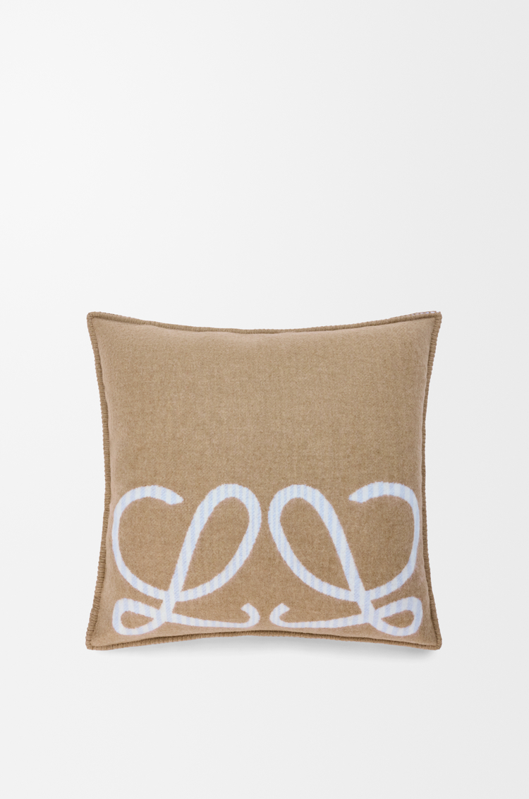 LOEWE Coussin en laine et cachemire Beige/Light Blue