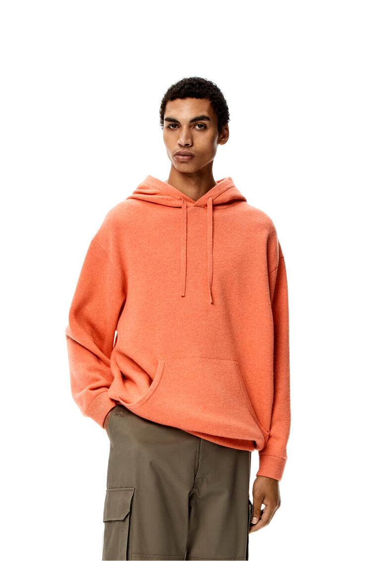 LOEWE Knit hoodie in wool and cashmere Coral pdp_rd