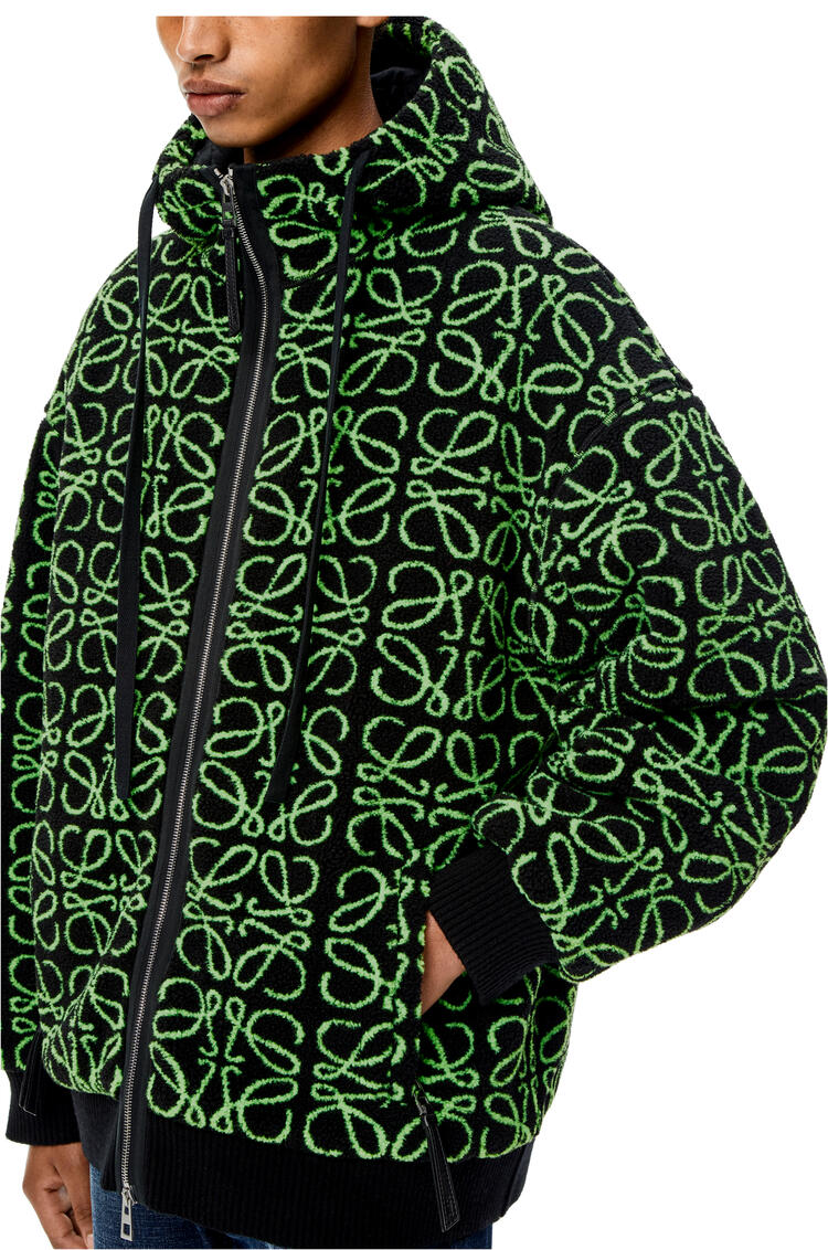 LOEWE Zip-up parka in Anagram jacquard fleece Green/Black pdp_rd
