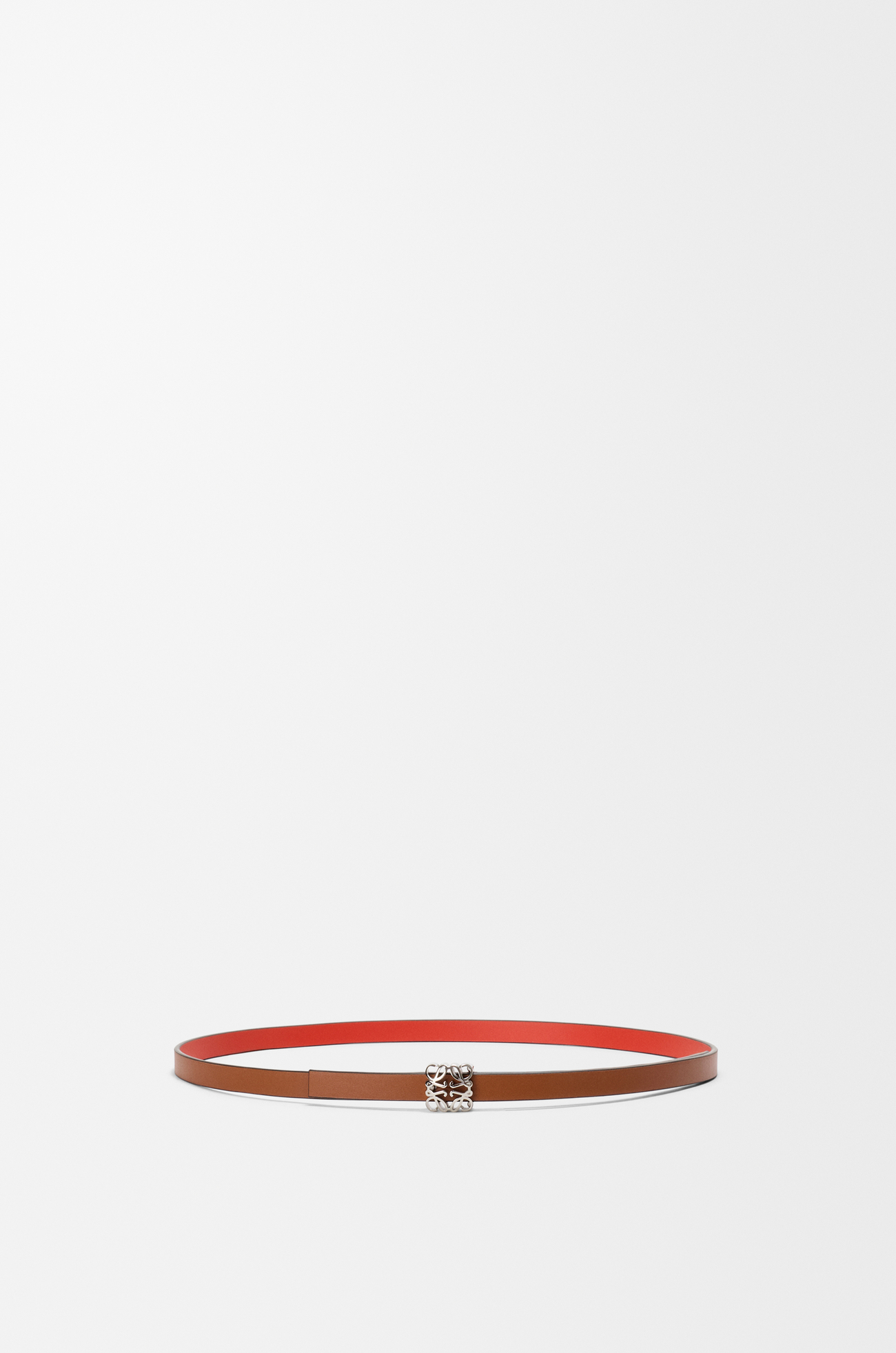 LOEWE Cinturón reversible Anagram Bombé en piel de ternera lisa Ardilla/Naranja Amanecer