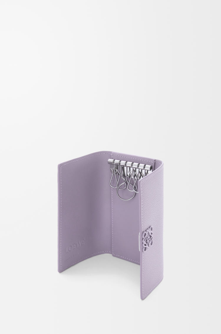 LOEWE Anagram key case in pebble grained calfskin Dirty Mauve