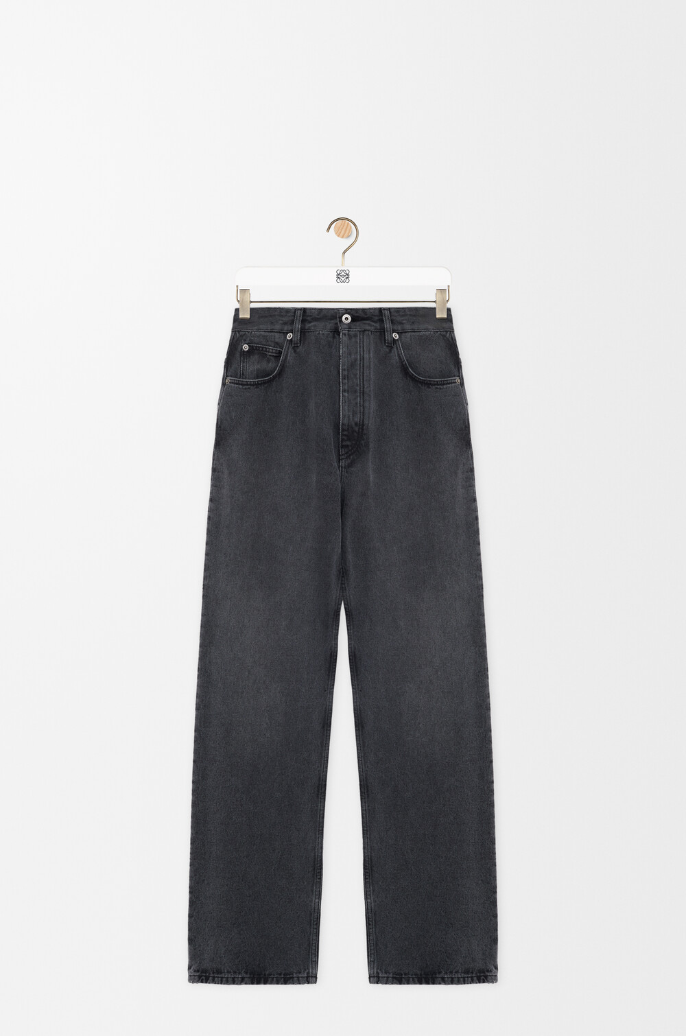 Loewe - Puzzle Cropped Leather-Trimmed Jeans - Gray Loewe 23SS 
