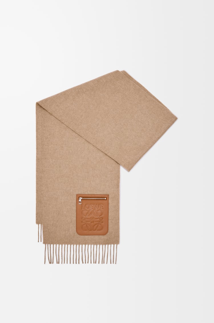 LOEWE Scarf in wool and cashmere Beige