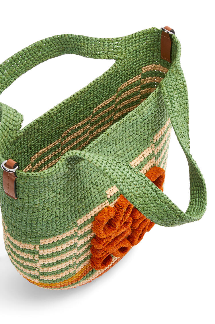LOEWE Mini Slit bag in rainbow raffia and calfskin Green/Orange pdp_rd