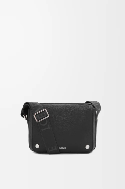 LOEWE Medium Pebble messenger bag in supple grained calfskin Black