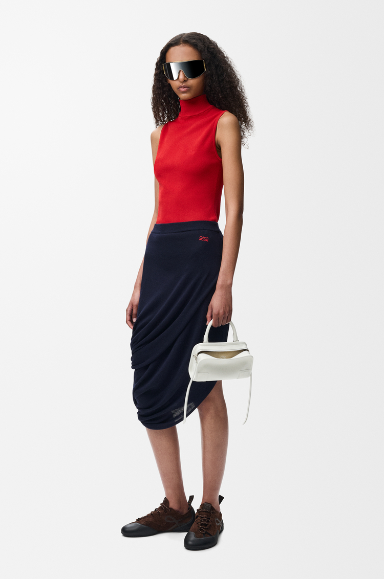 LOEWE 羊毛裙 深海軍藍