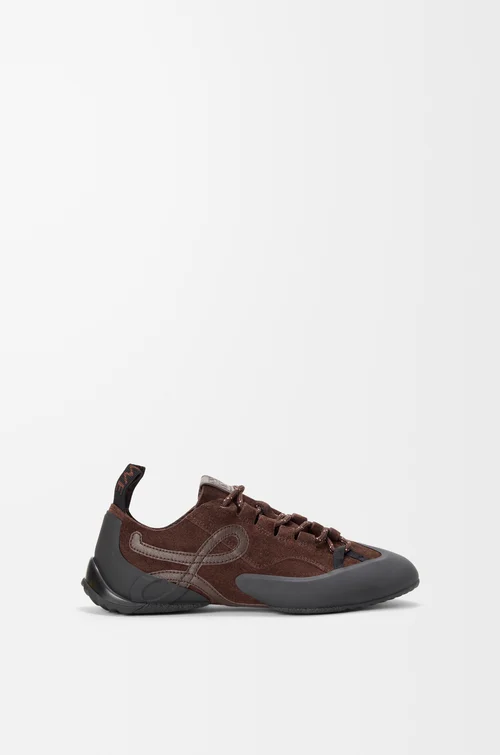 LOEWE Sneaker Grip in pelle di vitello scamosciata Dark Brown/Dark Brown